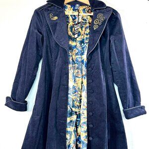 Hot Topic Doctor Who TARDIS BBC Exclusive Long Corduroy Coat Large